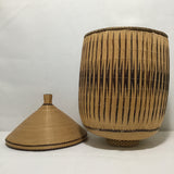 Vintage Traditional Central African Handwoven Grass Tutsi Agaseke Lidded Basket