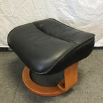 Modern MCM Black Leather Ottoman