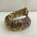 Vintage 1960's MC Lucite & Shell Confetti Clamp Bracelet