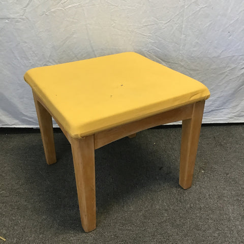 Solid Cherry & Yellow Upholstered Single-Seat Bench