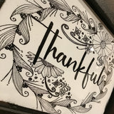 Eltimar Design 4x6 "Thankful" Zentangle Inspired Artwork Print in Wood Frame