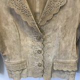Coldwater Creek Lightweight Tan Die-Cut Leather Jacket