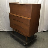 Vintage MCM Cherry Veneer 3-Drawer Chest of Drawers & Secretary Desk