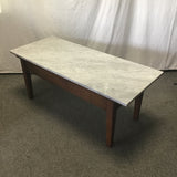 Vintage Craftsman Mahogany 1-Drawer Marble-Top Coffee Table