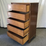 Vintage Art Deco Cherry Veneer 5-Drawer Chest of Drawers