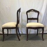 Antique Art Nouveau Solid Mahogany & Ivory Upholstered Accent Chair