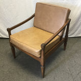 Vintage MC Solid Maple & Tan Vinyl Armchair