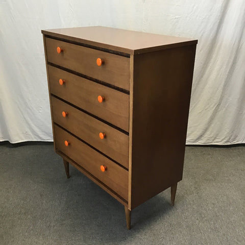 Vintage MCM Bassett Walnut Veneer 4-Drawer Chest of Drawers