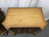 Pair of Vintage Carved Solid & Oak Veneer End Tables