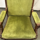 Antique Eastlake Solid Mahogany & Green Velvet Platform Rocking Chair