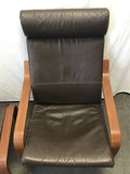 IKEA POANG Brown Leather Armchair & Ottoman