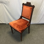 Vintage Eastlake Orange Velvet Accent Chair