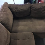 3pc Modern American "Astoria" Leather Brown Suede Sectional & Ottoman