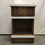 Vintage MC Dark-Stained & White-Painted Wood 2-Tier Night Stand