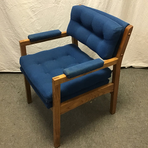 Modern MCM HON Blue Upholstered & Oak Office Chair