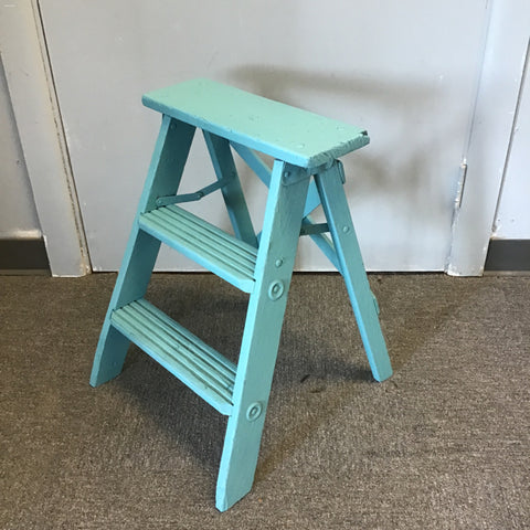 DECORATIVE Upcycled Vintage Blue Step Ladder