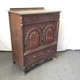 Vintage Jacobean Walnut Veneer 4-Drawer Chest of Drawers