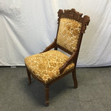 Vintage Eastlake Floral Gold Velvet Burnout Accent Chair
