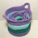 Sarahjane Harrigan Medium Purple & Green Crocheted Basket