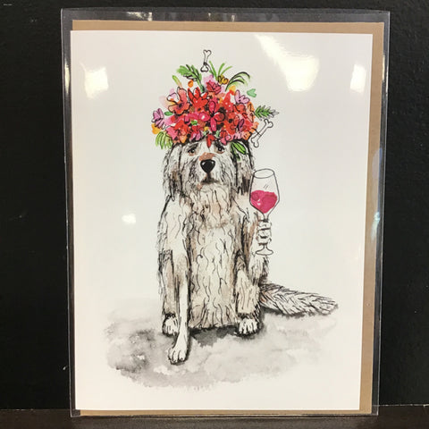 Cruz Illustrations "Luna Loves Wine" Greeting Card