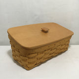 1999 Longaberger Woven Solid Maple Lidded Vainty Basket