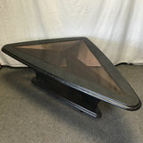 Vintage Atomic Black Laminate & Amber Glass Triangle Coffee Table