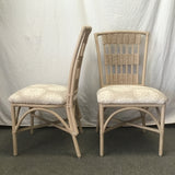 Set of 4 Vintage Tan Painted Bamboo Dining Chairs