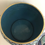 Vintage Blue & White Enameled Brass Cloisonne Ginger Jar