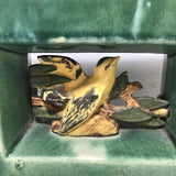Vintage MC McCoy Green Ceramic Goldfinch Vase