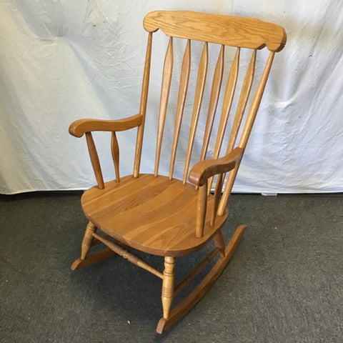 Vintage Solid Oak Arrow-Back Rocking Chair