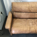 Vintage Danish Modern Dyrlund Brown Leather Sofa