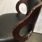 Set of 3 Black Vinyl & Silver Metal Adjustable-Height Stools