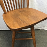 Vintage Solid Oak Spindle-Back Swivel Counter Stool