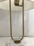 Modern MCM CB2 "Warner" Brass & Marble Paperclip Table Lamp