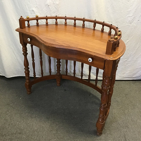 Vintage Oak Veneer Bow-Front Desk