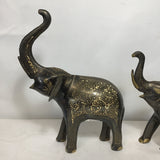 Set of 3 Vintage Hand Etched Brass Elephants