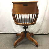 Vintage Johnson Solid Oak & Black Vinyl Rolling Office Chair