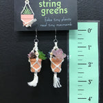 String Greens XS Mini Faux Succulent Mix Earrings