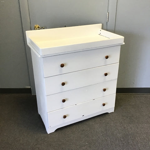 Upcycled Vintage White Painted Wood 4-Drawer Changing Table