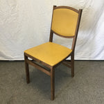 Vintage Stakmore Solid Black Walnut & Yellow Vinyl Folding Chair