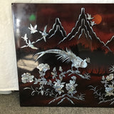 Vintage Mother-of-Pearl Inlaid Red & Black Lacquer Phoenix Panel