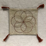 Twin Cat Orange & Cream Embroidered Sashiko Seed of Life Mat