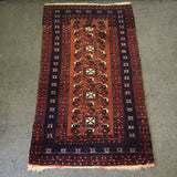 Vintage Red, Blue, & Brown Geometric Wool 4x6 Area Rug