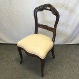 Antique Art Nouveau Solid Mahogany & Ivory Upholstered Accent Chair