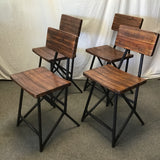 Set of 4 Modern Mission Ink & Ivy Solid Acacia & Black Metal Stools