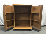 Modern Danish Modern Faux-Teak Laminate Rolling Beverage Cabinet