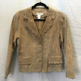 Coldwater Creek Lightweight Tan Die-Cut Leather Jacket