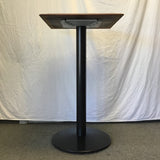 Modern Solid Cherry & Black Metal Pedestal Bar Table