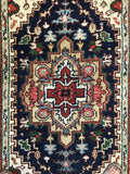 Modern Reproduction Heriz Serapi Blue & Red Wool 3x5 Area Rug