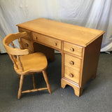 Vintage Craftsman Solid Cherry Kneehole Desk & Chair Set